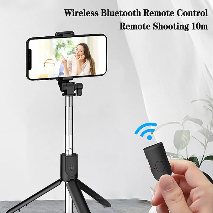 Asta Selfie Treppiede 3 in 1 Asta Selfie Bluetooth, Selfie Stick Treppiede Bastone Selfie Bluetooth estensibile Telescopico Monopiede regolabile con telecomando rimovibile e supporto stabile