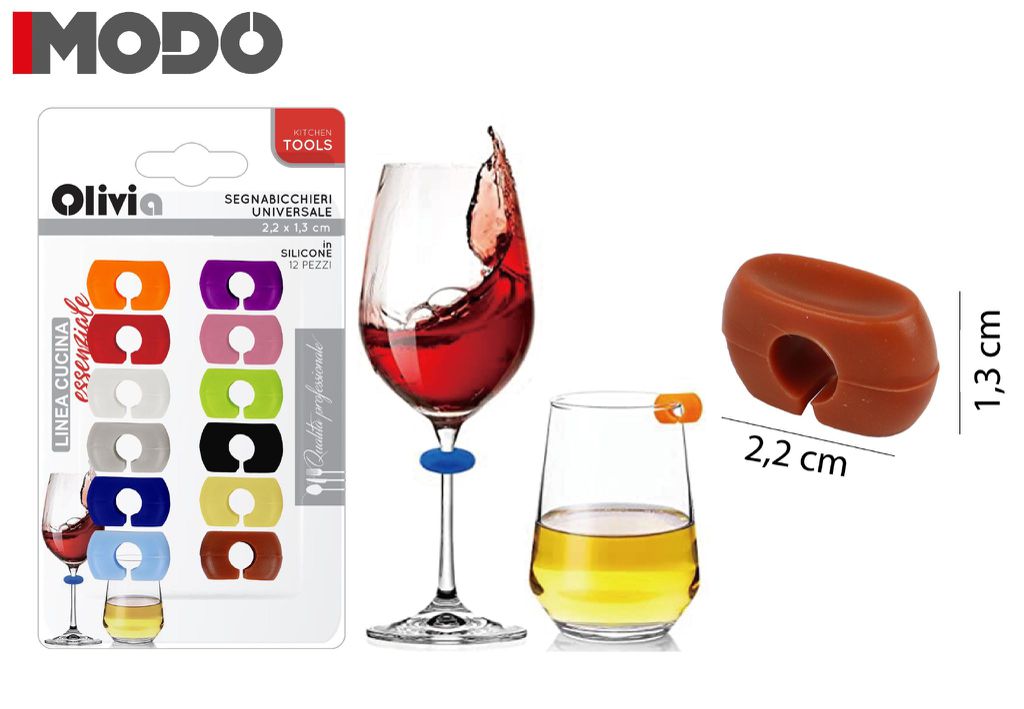 12 Segnabicchieri Silicone Marcatori Segna Calici Marcatori di Bevande Identificatore del Bicchiere di Vino per Bicchiere da Bere Cocktail