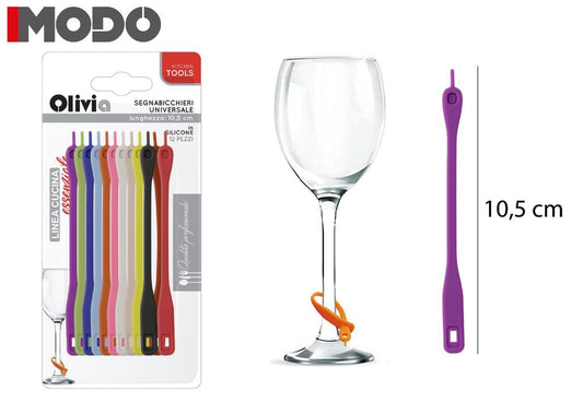 12 Segnabicchieri Silicone Marcatori Segna Calici Marcatori di Bevande Identificatore del Bicchiere di Vino per Bicchiere da Bere Cocktail (Copia)