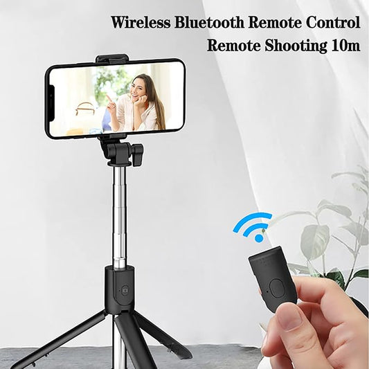 Asta Selfie Treppiede 3 in 1 Asta Selfie Bluetooth, Selfie Stick Treppiede Bastone Selfie Bluetooth estensibile Telescopico Monopiede regolabile con telecomando rimovibile e supporto stabile