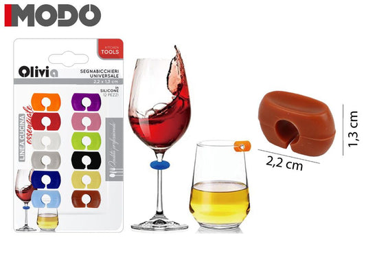 12 Segnabicchieri Silicone Marcatori Segna Calici Marcatori di Bevande Identificatore del Bicchiere di Vino per Bicchiere da Bere Cocktail