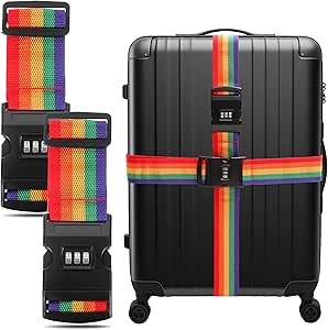 Cinghia Valigia, Cinghia per Valigie con Chiusura a Combinazione Cintura per Bagaglio Accessori Viaggio(Colore dell'arcobaleno)