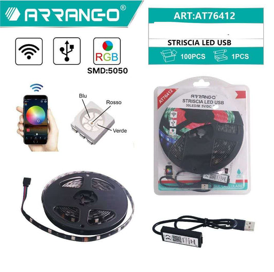 Strisce LED USB LED RGB 2M con controller APP Bluetooth retroilluminazione (Copia)